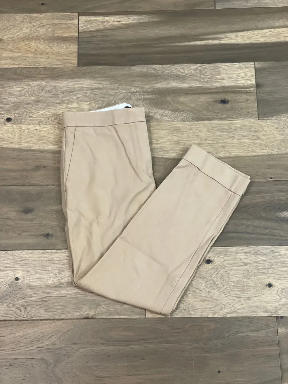 Ann Taylor Cuffed Ankle Pants Size 8 Cotton Blend Classic Cropped Camel
